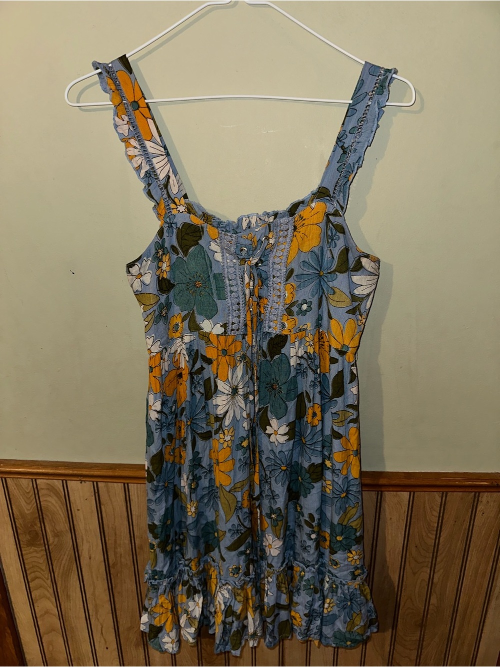 Angie Blue & Mustard Floral Mini Dress